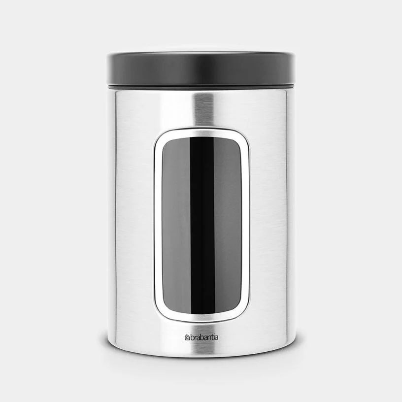 Brabantia Window Canister 1.4L - Matt Steel
